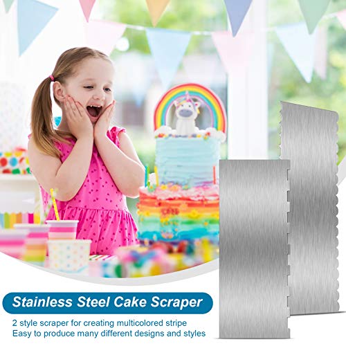 2 Pcs 9 in Double Sided Comb Stainless Steel Cake Scraper Smoother (2 Count)