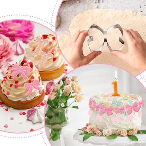 6Pcs Bow Cookie Cutters 3.9" Coquette Bowknot Shape Cookie Cutting Molds Biscuit Cutters for Women Birthday Wedding Baby Shower DIY Craft Baking Supplies (6 Count)