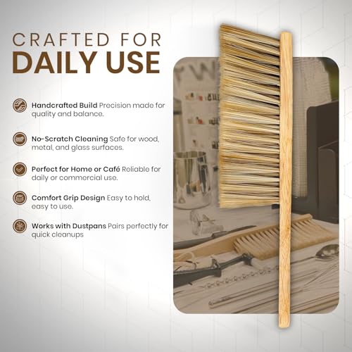 11 in Counter Brush Wood Handle Horsehair Bristle Cleaning Brush