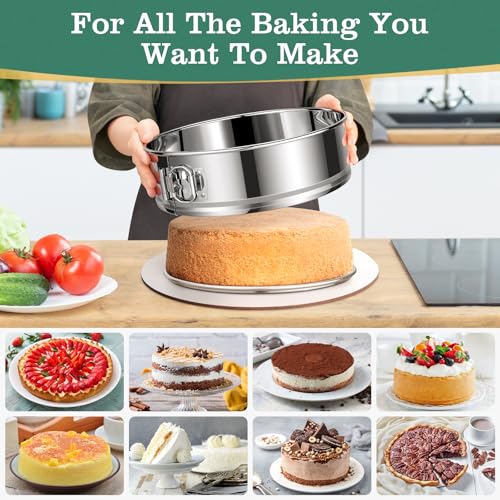 4/7/9/10-Inch Set Springform Pan, Removable Bottom, Stainless Steel (4 Count)