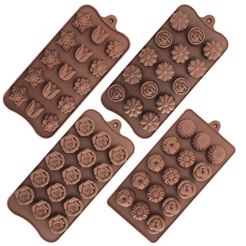 4 Pack Flower Shape Silicone Molds Chocolate Candy Mold
