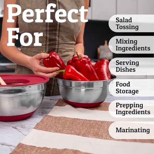6Pc Stainless Steel Mixing Bowls with Lids Set