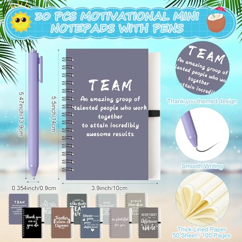 90 Pcs Employee Appreciation Gifts Bulk 24 oz Thank You Tumbler with Lid and Straw Mini Spiral Notebooks and Pens Appreciation Gifts for Team Employee Coworkers Teacher (90 Count)