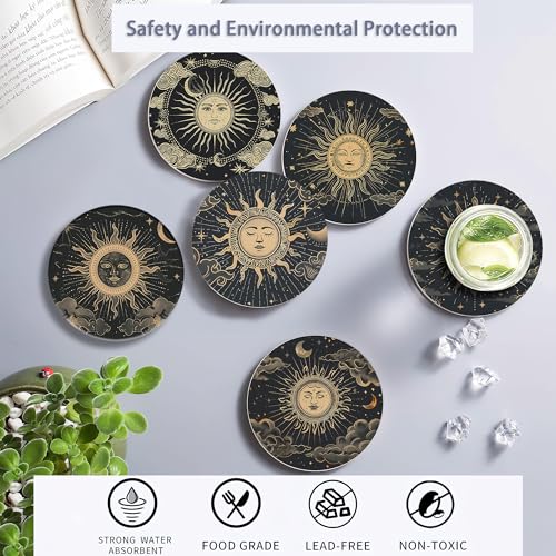 Drink Coasters Set of 6 with Holder