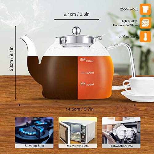 Tea Pot Set 1200ml Glass Teapot with 4 Glass Teacups
