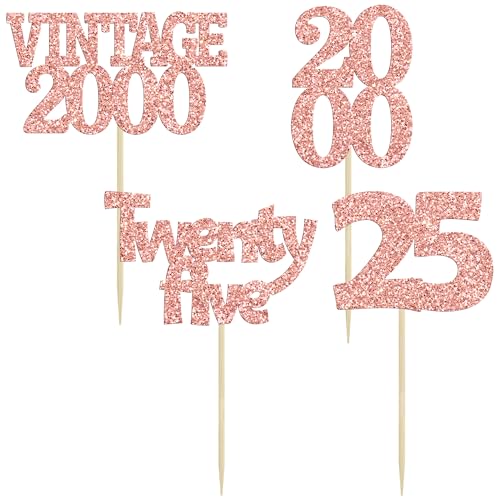 24Pcs 25th Birthday Cupcake Toppers Glitter Twenty (24 Count)