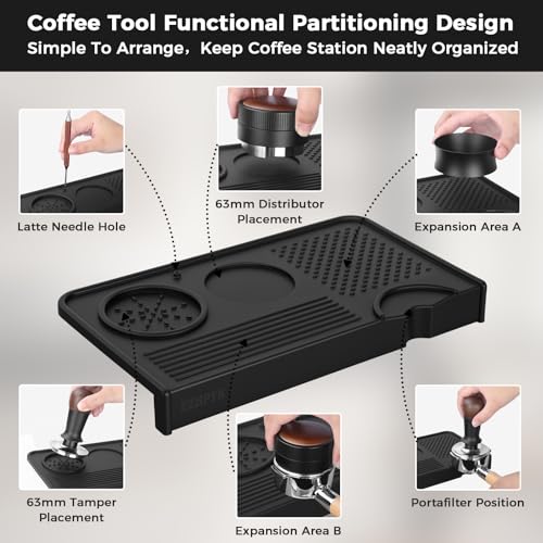 Silicone Espresso Tamping Mat for Counter Coffee Tamper Mat Black