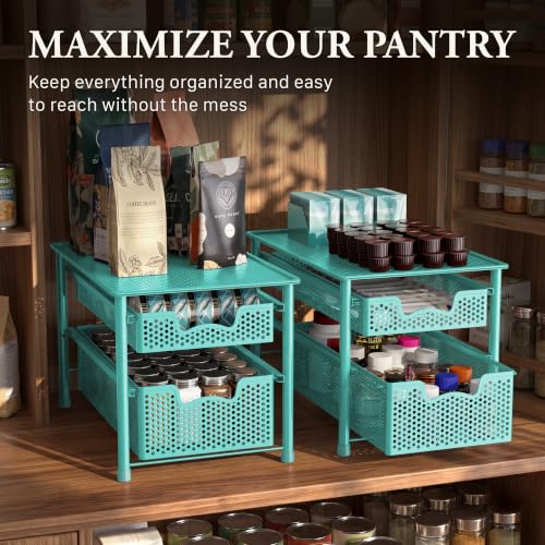 Stackable 2 Tier Sliding Basket Drawer