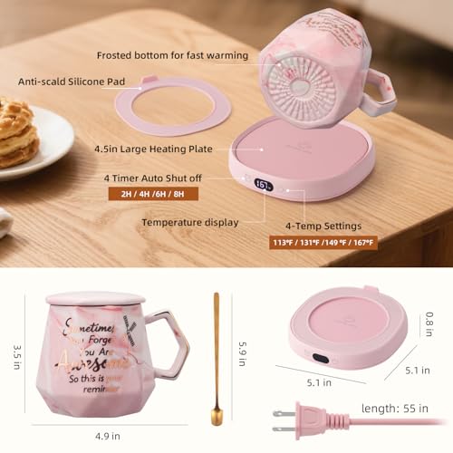 Coffee Mug Warmer Set Smart Electric Heated Cup Beverage Tea Candle Plate