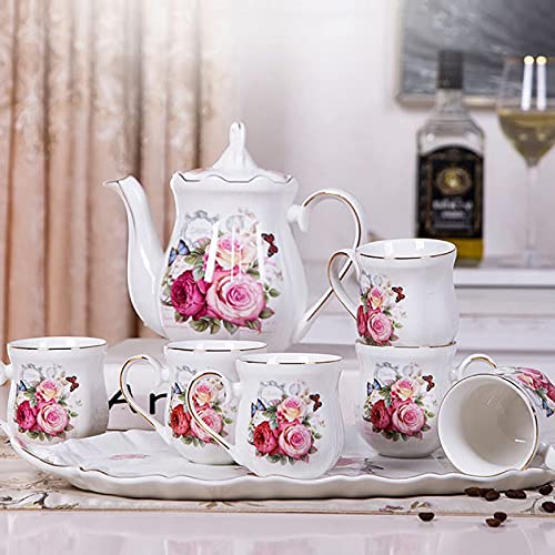 Tea Set for Adults Porcelain Coffee Tea Pot Tea Set with Teapot Tea Cup Sets Tea Sets for Afternoon Tea Wedding Gift