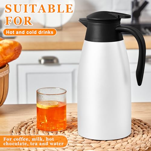 2 Pcs Thermal Coffee Carafe Insulated Stainless Steel Coffee Carafe for Hot Liquid Vacuum Thermal Pot Creamer Pitcher Dispenser with Brushes Keeping Hot Water Milk