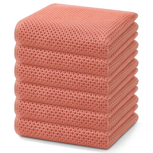 100% Cotton Waffle Weave Kitchen Dish Towels 6 (6 Count)