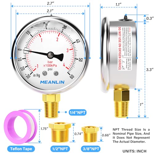 30inHG~60Psi Stainless Steel 1