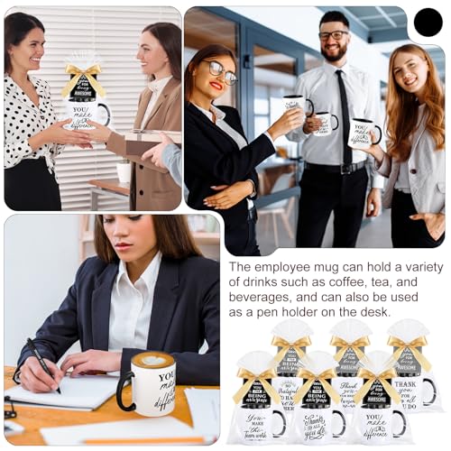6 Set Employee Appreciation Gifts Include Thank You Staff Mug Gift Set 12 oz Appreciation Mugs Inspirational Pens Tags for Employee Staff Team Group (6 Count)
