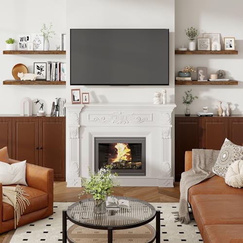 51 Inch Floating Shelves for Wall 8 Inch Deep Rustic Brown Shelves Set of 2