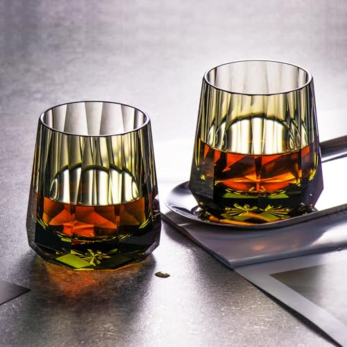 Crystal Whiskey Glasses Set of 2 Handcrafted Old Fashioned Glasses (2 Count)
