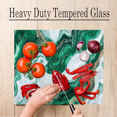 White Green Moss Agate Marble Kitchen Glass Cutting Board Ocean Decorative Gift Marbled Granite Stone Rock Gift For Her Mom Wife