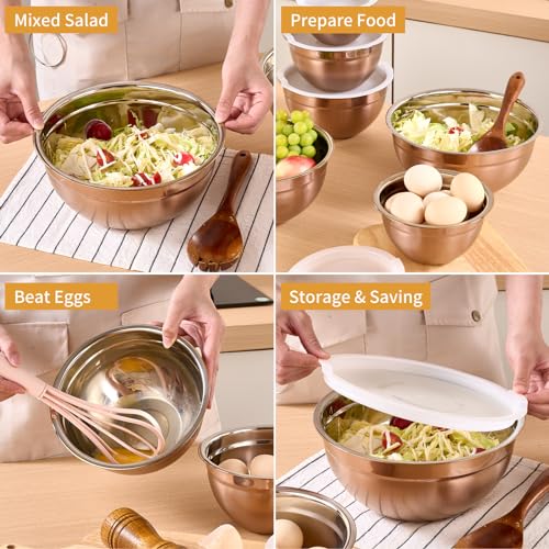 Rose Gold Mixing Bowls With Airtight Lids