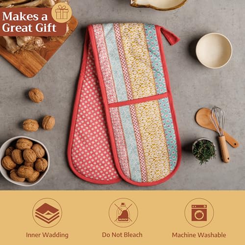 Double Oven Mitts 100% Cotton Double Oven Glove