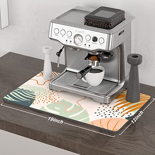 Coffee Mat 12" x 19" Cute Boho Theme Coffee Bar Mats for Espresso Machine Station Accessories and Organizer