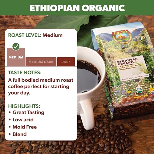 Low Acid Organic Ethiopian Coffee Beans (16 Ounce)