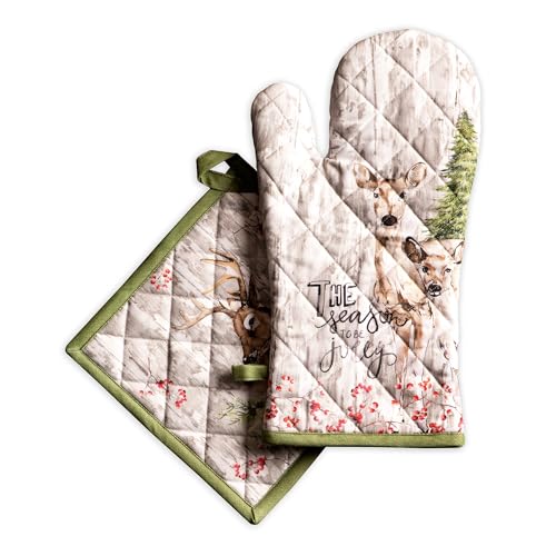 100% Cotton Oven Mitt & Pot Holder Set