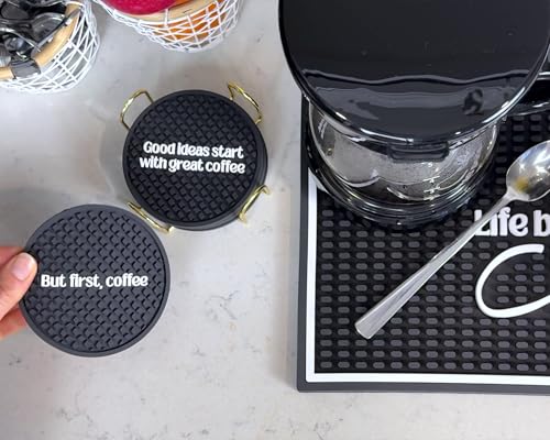 Life Begins After Coffee Silicone Bar Mat 18x12 in