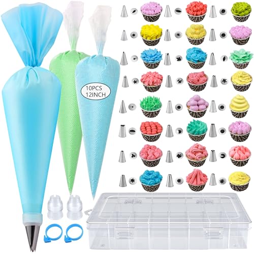 40PCS Piping Bags and Tips Set 12 Inch Pastry Bags Cakes Decorating Kit Supplies