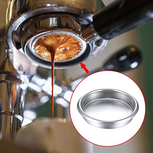 Coffee Machine Brush Cleaner 4 Pieces Coffee Machine Brush with Spoon and 1 Piece 58 mm Stainless Steel Back Flush Insert Metal Blind Filter