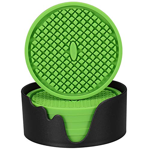 Silicone Coasters [6 Pack] Thickened Drink Coasters with Holder (6 Count)