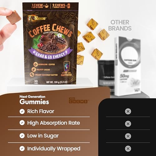 Coffee Chews Grab & Go Energy with 100mg per Chew of Clean (60 Count)