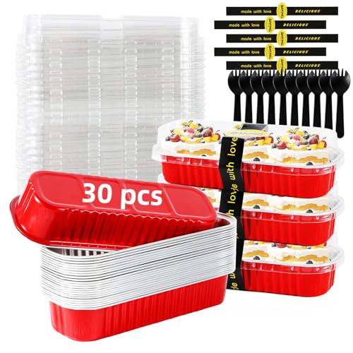 Mini Loaf Pans with Lids and Spoons Sealing Sticker (30 Count)