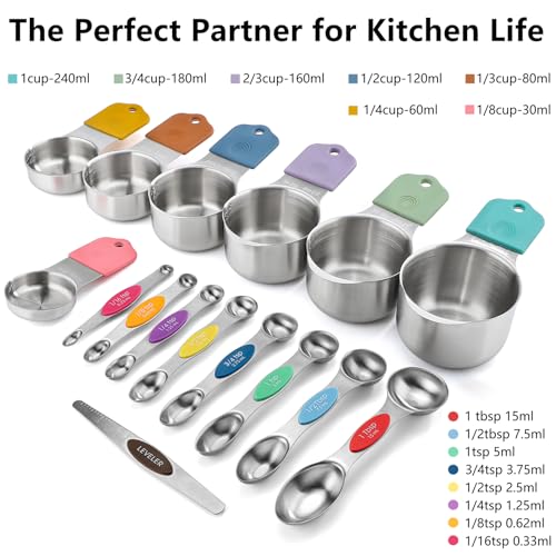Magnetic Measuring Cups&Spoons Measuring Cup Double Sided Measuring Spoon (16 Count)