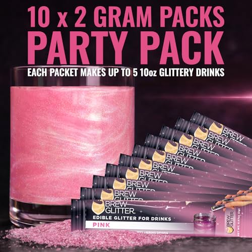 Brew Glitter Pink Edible Drink Glitter 10 x 2g Packets (10 Count)