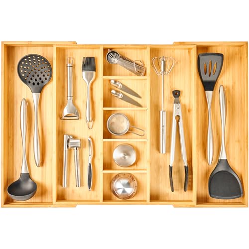 Extra Large Expandable Kitchen Drawer Organizer for Utensil and Junk