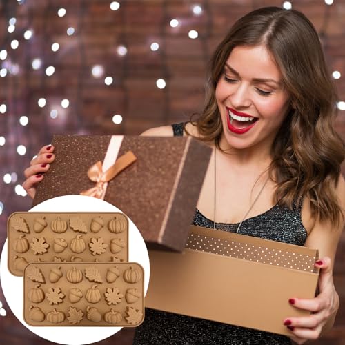 2PCS Fall Silicone Molds Thanksgiving Chocolate Mold 36 Cavities Nude Color (2 Count)