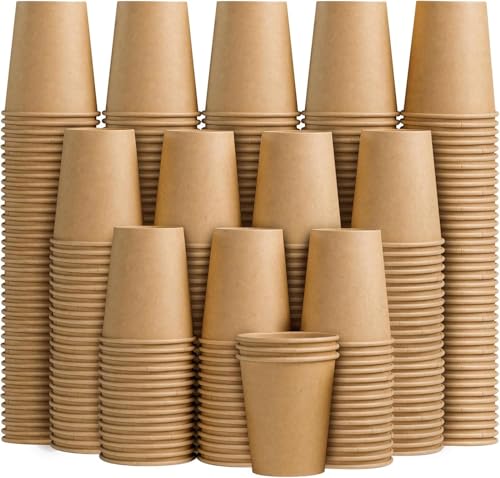 400 Pack 8 oz Paper Cups Brown Kraft Disposable Hot Coffee Cups (400 Count)