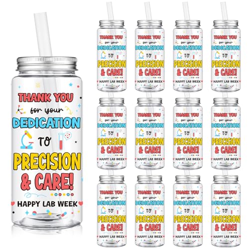 12 Pcs Lab Week 2026 Thank You Tumbler 14.2oz with Lid and Straw (12 Count)