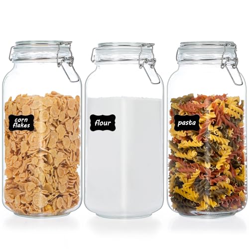 78oz Glass Food Storage Jars with Airtight Clamp Lids (3 Count)