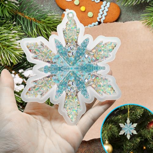 4Pcs Christmas Snowflake Silicone Mold Resin Ornament Molds for Epoxy Resin