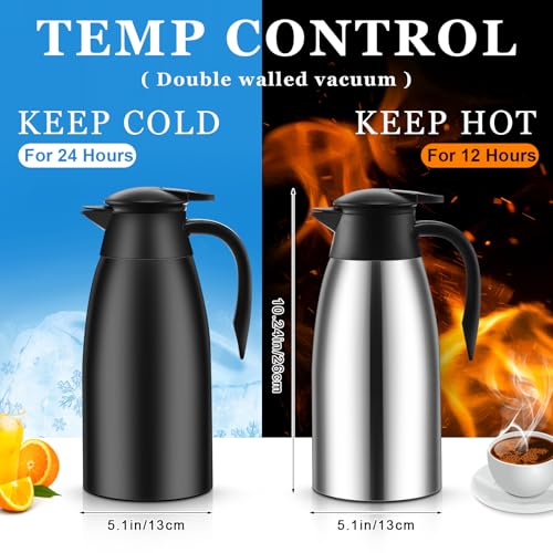 2 Pcs Thermal Coffee Carafe Insulated Stainless Steel Coffee Carafe for Hot Liquid Vacuum Thermal Pot Creamer Pitcher Dispenser with Brushes Keeping Hot Water Milk (2 Count)