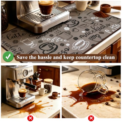 Coffee Mat 2 Pack 12x19 Inch Absorbent Non