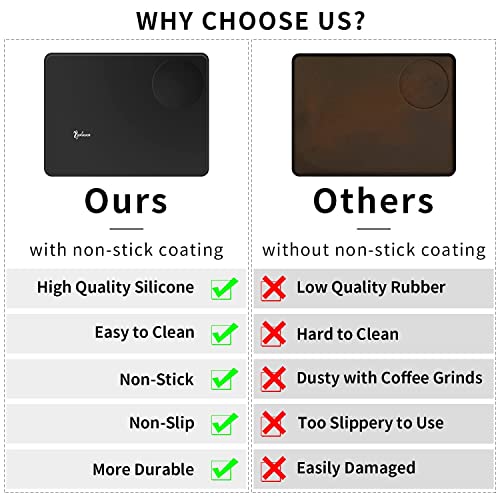Coffee Tamper Mat Food Grade Silicone Rubber Espresso Mat 8 Inch X 6 Inch Black