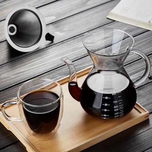 Pour Over Coffee Maker with Double Stainless Filter 27 fl oz (27 Ounce)