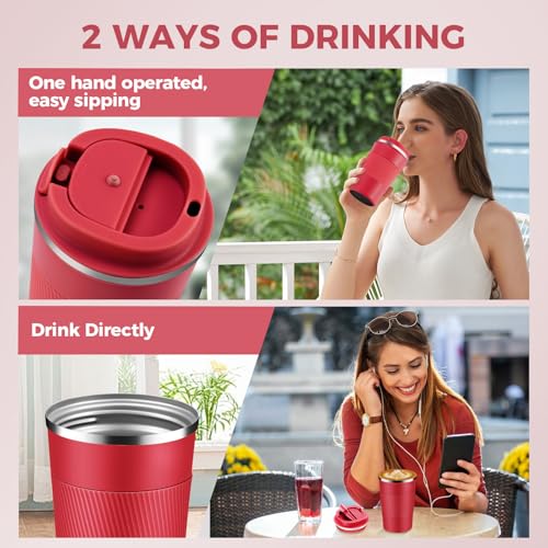 13 oz Stainless Steel Insulated Travel Coffee Mug with Fip Lid