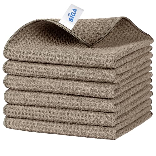 Waffle Pattern Microfiber Cleaning Cloths (6 Count)