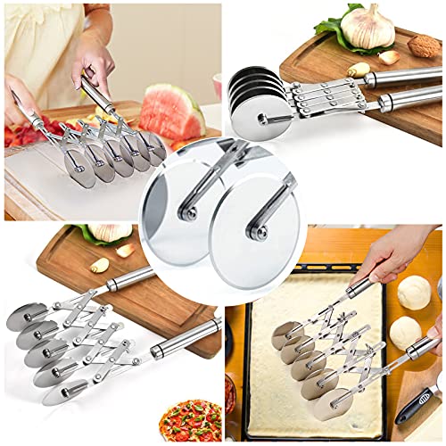 5 Wheel Pastry Cutter Stainless Pizza Slicer Multi