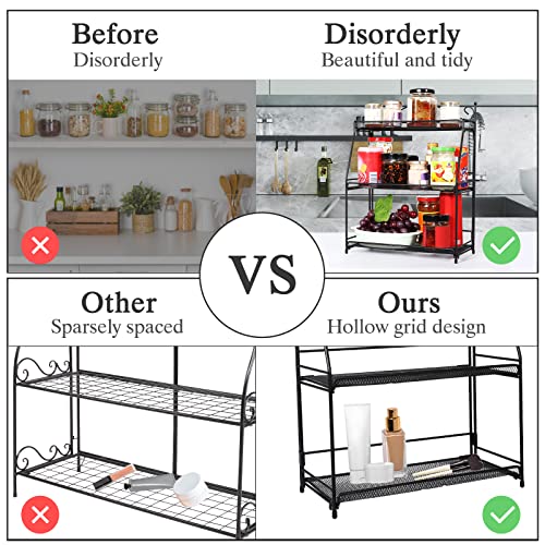 Standing Spice Rack 3 Tier Metal Foldable and Durable Kitchen Rack for Countertop Kitchen Bathroom