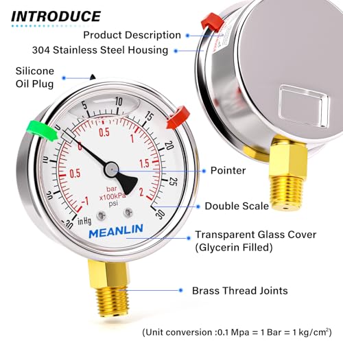 30inHG~30Psi Vacuum Pressure Gauge 1