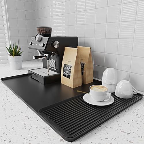 2-in-1 Coffee Mat & Dish Drying Mat Coffee Bar Mats for Countertop Station